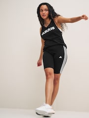 adidas Black 3 Stripe Shorts - Image 2 of 4