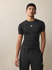 adidas Black TECHFIT Compression Training T-Shirt - Image 1 of 5