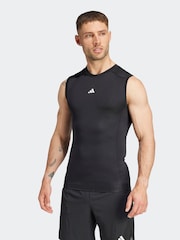 adidas Black Techfit Compression Training Sleeveless Vest - Image 1 of 7