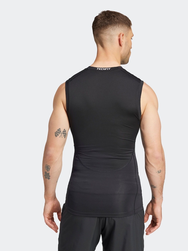 adidas Black Techfit Compression Training Sleeveless Vest - Image 2 of 7