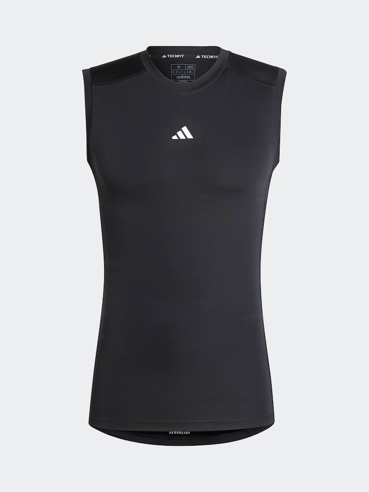adidas Black Techfit Compression Training Sleeveless Vest - Image 7 of 7