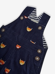 JoJo Maman Bébé Navy Blue Highland Cow Embroidered Cord Dungarees - Image 2 of 2