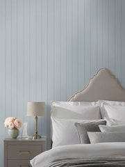 Martha Stewart Mineral Blue Wood Panel 10M Wallpaper - Image 1 of 4