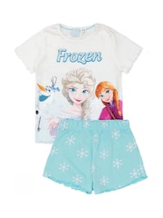 Vanilla Underground Blue Frozen Girls Licensing Short 100% Cotton Pyjamas - Image 1 of 5