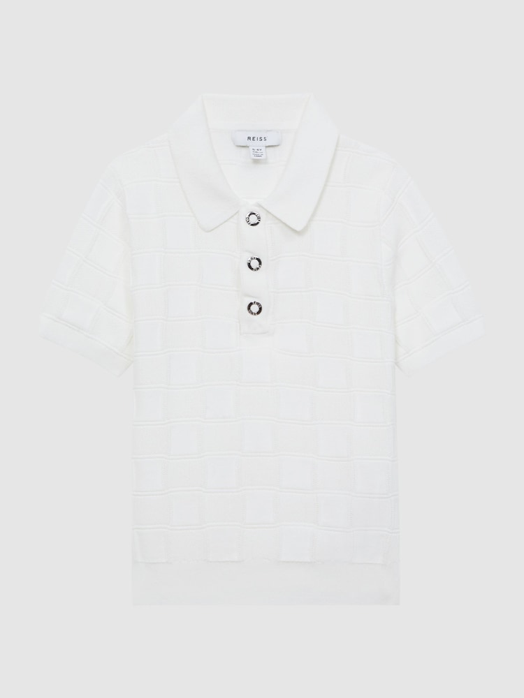 Reiss White Blaze 3-9 yrs Cotton Press-Stud Polo T-Shirt - Image 2 of 7