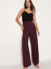 Plum Purple Tailored Crepe Super Wide Trousers - Image 2 of 7