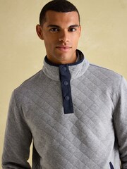 Joules Malton Grey Quilted Jersey Pullover Sweatshirt - Image 4 of 8