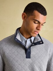 Joules Malton Grey Quilted Jersey Pullover Sweatshirt - Image 5 of 8