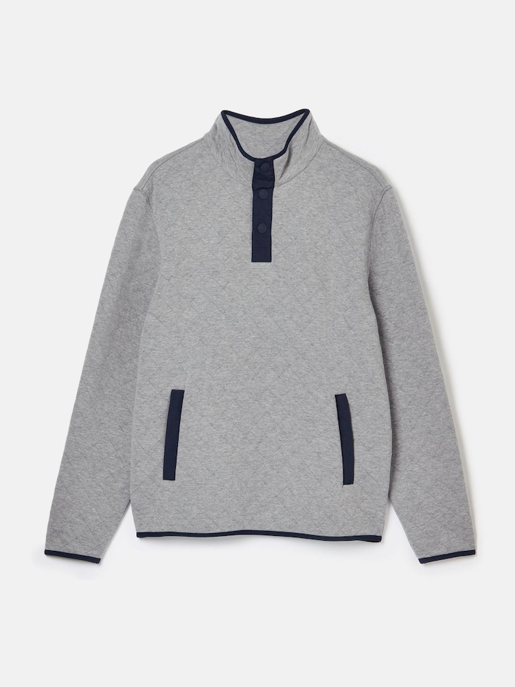 Joules Malton Grey Quilted Jersey Pullover Sweatshirt - Image 8 of 8