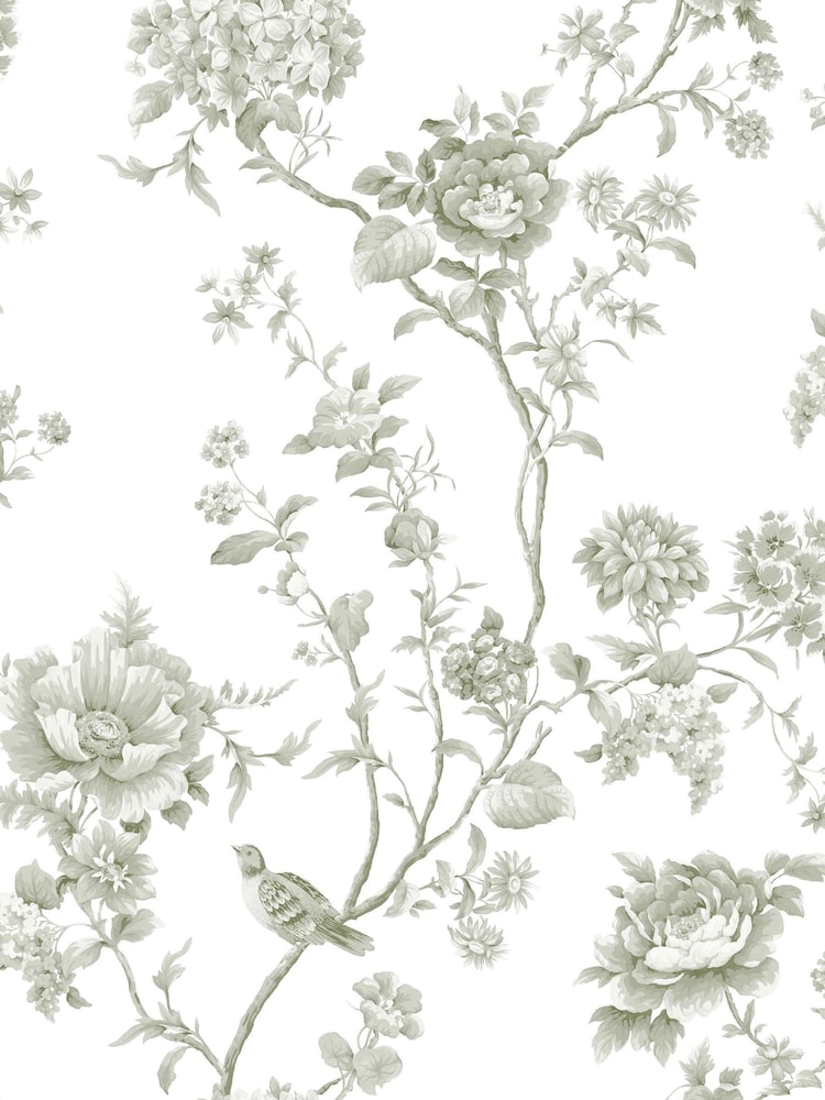 Martha Stewart Moss Floral Vine 10M Wallpaper - Image 2 of 4 Martha Stewart Moss Floral Vine 10M Wallpaper - Image 2 of 4