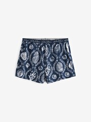 Navy Shells Rib Vest Short 100% Cotton Pyjamas Set - Image 6 of 6