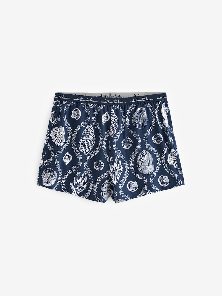 Navy Shells Rib Vest Short 100% Cotton Pyjamas Set - Image 6 of 6 Navy Shells Rib Vest Short 100% Cotton Pyjamas Set - Image 6 of 6