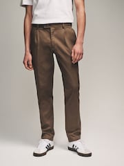 Taupe Elasticated Waist TENCEL™ Blend Stretch Chino Trousers - Image 1 of 5