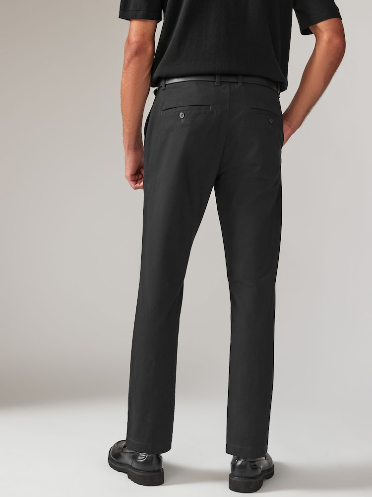 Noir - Slim Fit (Slim Fit) - Pantalon chino doux imprimé à ceinture - Image 4 of 10