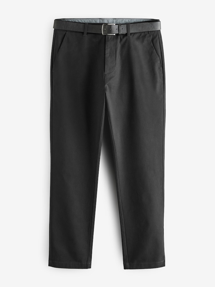 Noir - Slim Fit (Slim Fit) - Pantalon chino doux imprimé à ceinture - Image 7 of 10