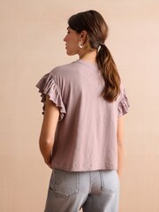 Purple Sparkle Stud Ruffle Sleeve T-Shirt - Image 2 of 6