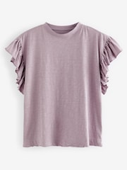 Purple Sparkle Stud Ruffle Sleeve T-Shirt - Image 5 of 6