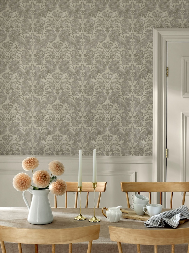 Martha Stewart Taupe Florentine 10M Wallpaper - Image 1 of 4 Martha Stewart Taupe Florentine 10M Wallpaper - Image 1 of 4