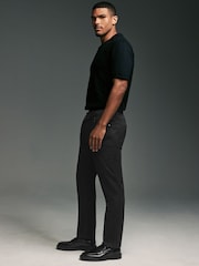 Black Slim Fit Smart Belted Printed Stretch Chinos - Image 3 of 10
