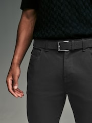 Black Slim Fit Smart Belted Printed Stretch Chinos - Image 5 of 10