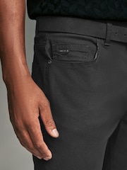 Black Slim Fit Smart Belted Printed Stretch Chinos - Image 6 of 10