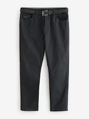 Black Slim Fit Smart Belted Printed Stretch Chinos - Image 7 of 10