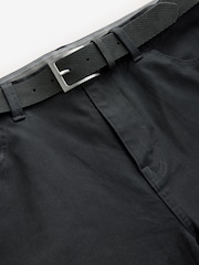 Black Slim Fit Smart Belted Printed Stretch Chinos - Image 8 of 10