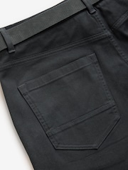Black Slim Fit Smart Belted Printed Stretch Chinos - Image 9 of 10