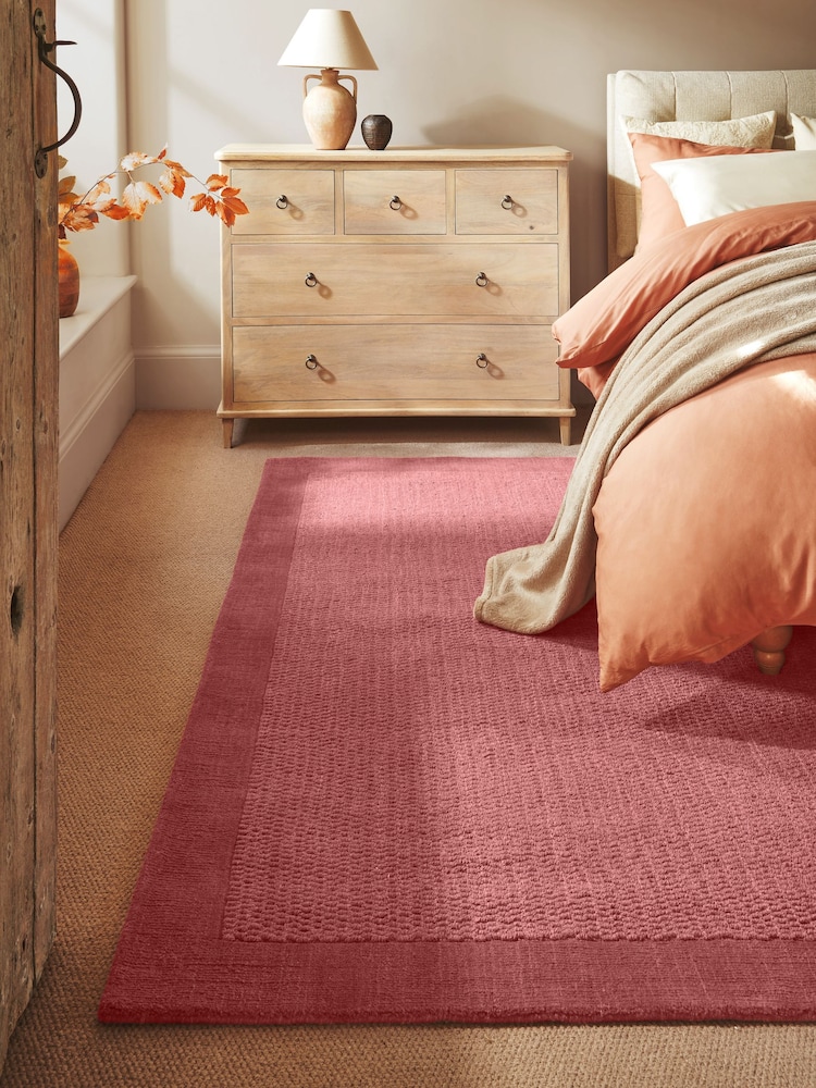 Dark Pink Border Rug - Image 1 of 7