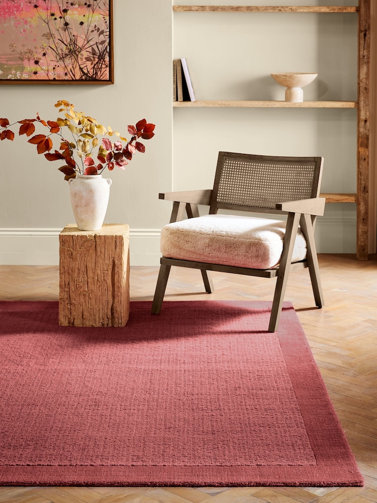 Dark Pink Border Rug - Image 2 of 7