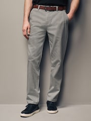 Grey Slim Fit Belted Soft Touch Chino Trousers - Image 1 of 11
