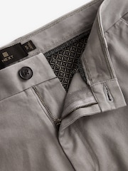 Grey Slim Fit Belted Soft Touch Chino Trousers - Image 10 of 11