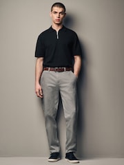 Grey Slim Fit Belted Soft Touch Chino Trousers - Image 2 of 11