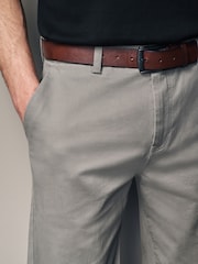 Grey Slim Fit Belted Soft Touch Chino Trousers - Image 3 of 11