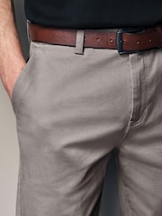Grey Slim Fit Belted Soft Touch Chino Trousers - Image 5 of 11