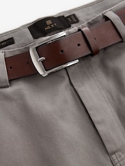 Grey Slim Fit Belted Soft Touch Chino Trousers - Image 8 of 11
