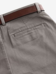 Grey Slim Fit Belted Soft Touch Chino Trousers - Image 9 of 11