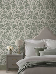 Martha Stewart Antique Green Jacobean 10M Wallpaper - Image 1 of 4