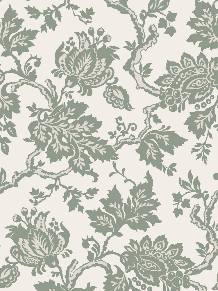 Martha Stewart Antique Green Jacobean 10M Wallpaper - Image 2 of 4 Martha Stewart Antique Green Jacobean 10M Wallpaper - Image 2 of 4