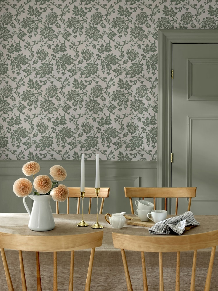 Martha Stewart Antique Green Jacobean 10M Wallpaper - Image 4 of 4 Martha Stewart Antique Green Jacobean 10M Wallpaper - Image 4 of 4