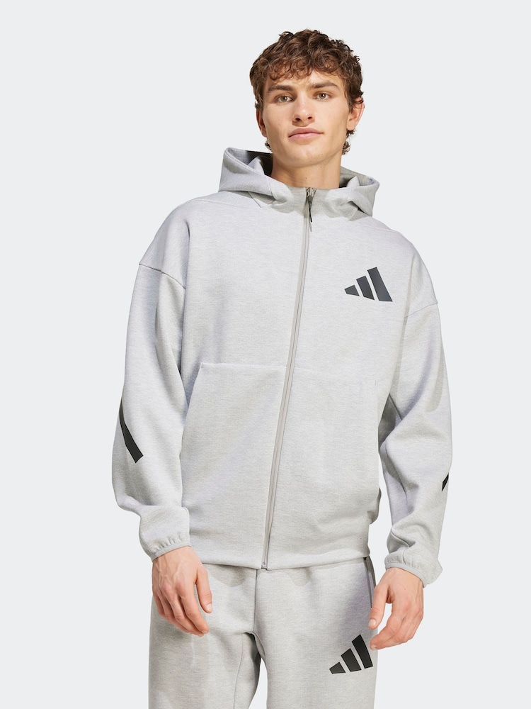 adidas Grey Z.N.E Full Zip Hooded Track Jacket - Image 1 of 8