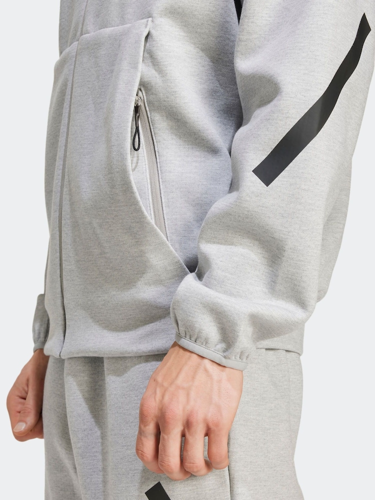 adidas Grey Z.N.E Full Zip Hooded Track Jacket - Image 5 of 8