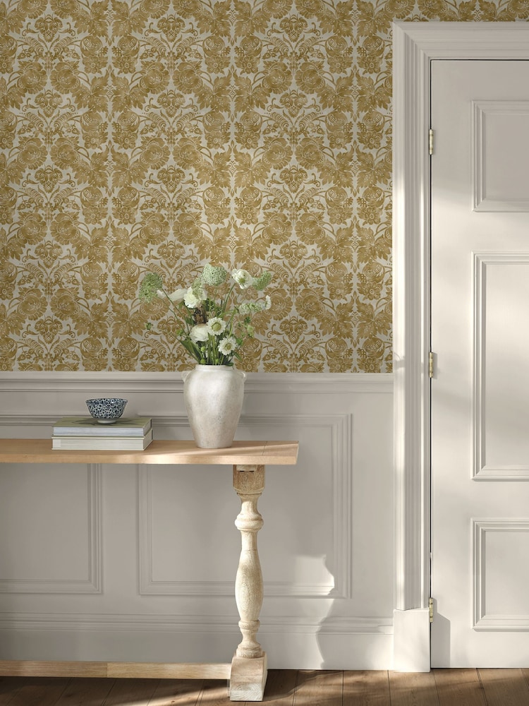 Martha Stewart Antique Gold Florentine 10M Wallpaper - Image 1 of 4 Martha Stewart Antique Gold Florentine 10M Wallpaper - Image 1 of 4