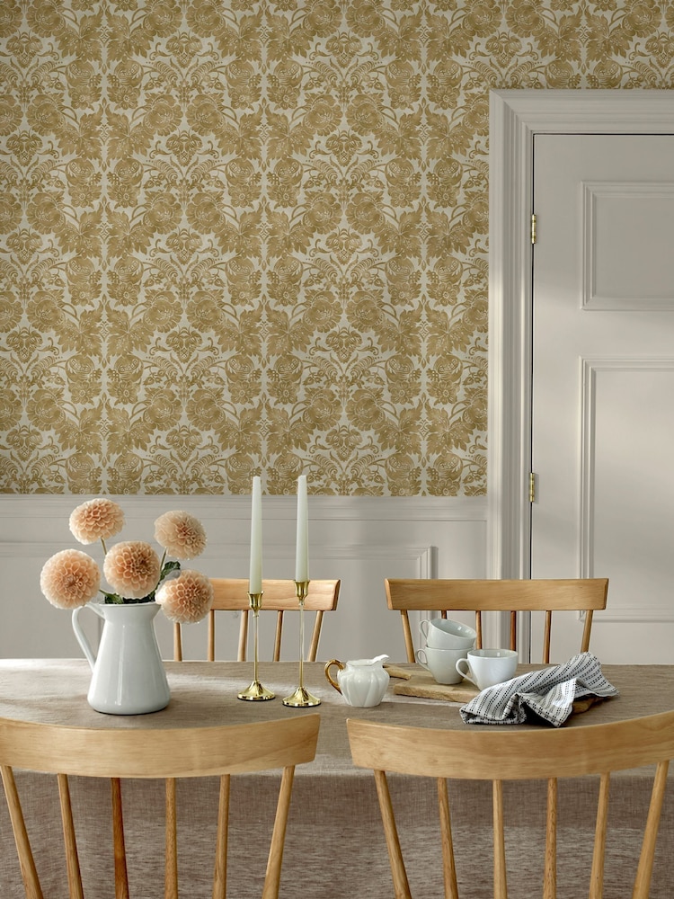 Martha Stewart Antique Gold Florentine 10M Wallpaper - Image 4 of 4 Martha Stewart Antique Gold Florentine 10M Wallpaper - Image 4 of 4