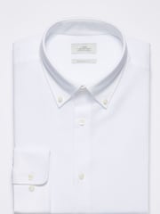 White Slim Fit Easy Care Single Cuff Oxford Shirt - Image 1 of 3