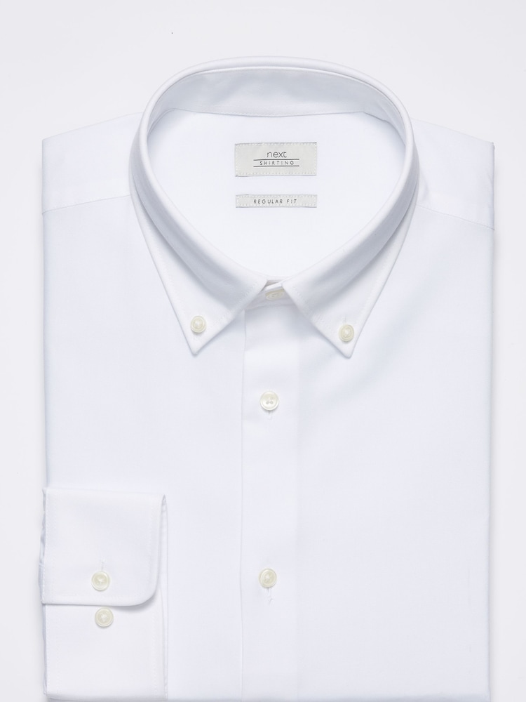 White Slim Fit Easy Care Single Cuff Oxford Shirt - Image 1 of 3