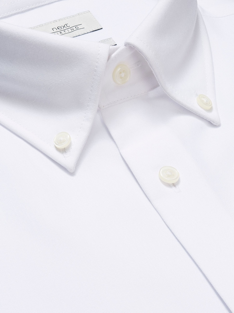 White Slim Fit Easy Care Single Cuff Oxford Shirt - Image 2 of 3