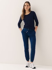 Blue Navy Long Sleeve Crew Neck 100% Cotton Top - Image 7 of 11
