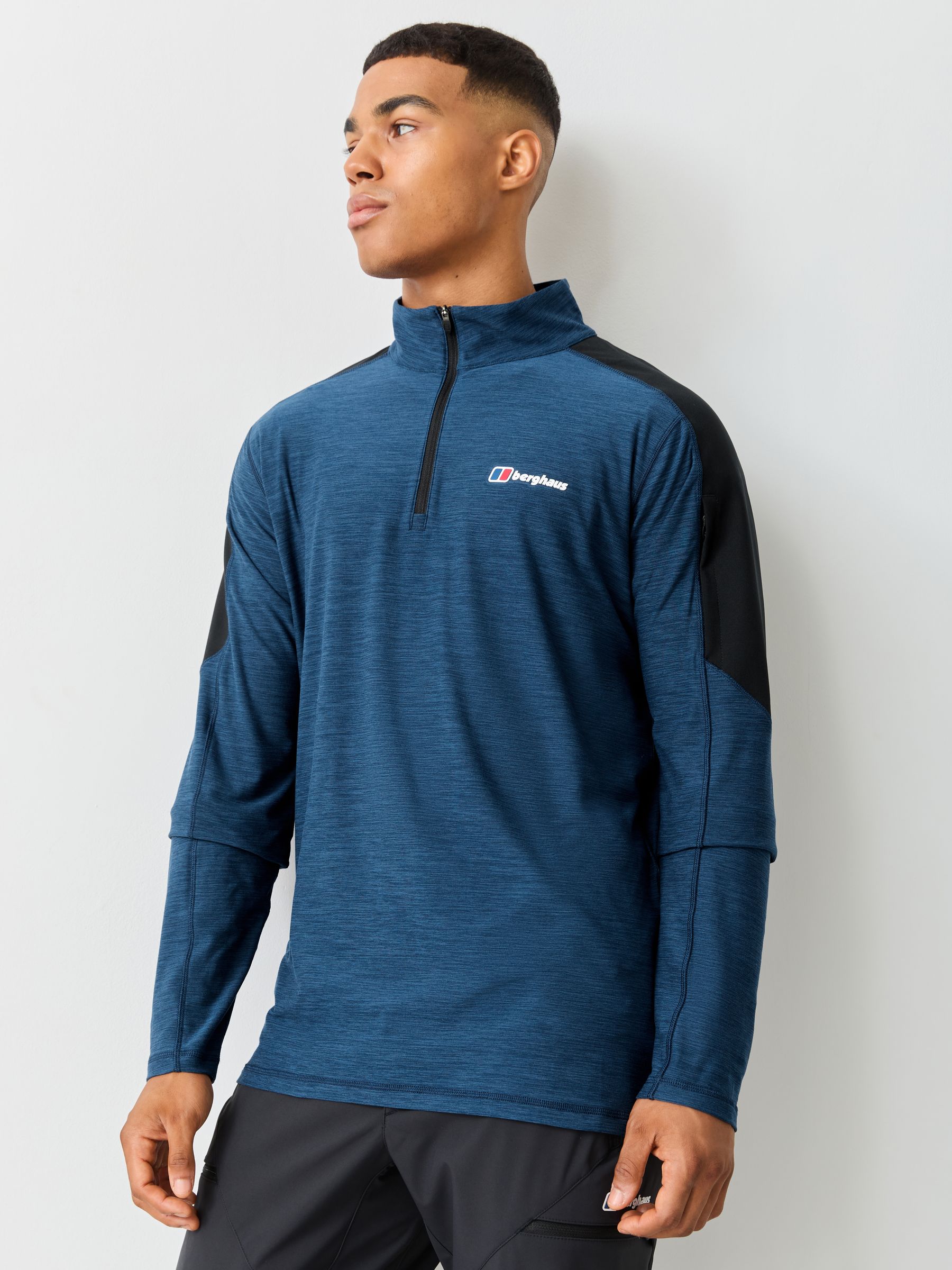 Berghaus Men's Bleu Long Sleeve ½ Zip T-Shirt Farndale+ - Image 3