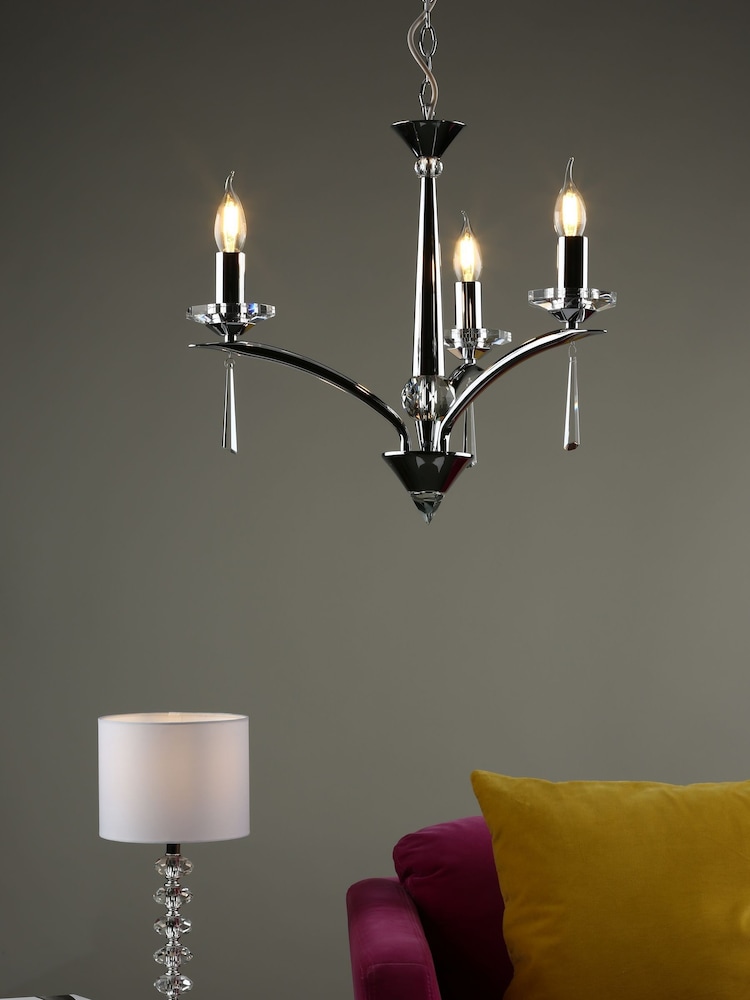 Dar Lighting Silver Hyperion 3 Light Armed Ceiling Light Fitting - Image 1 of 4